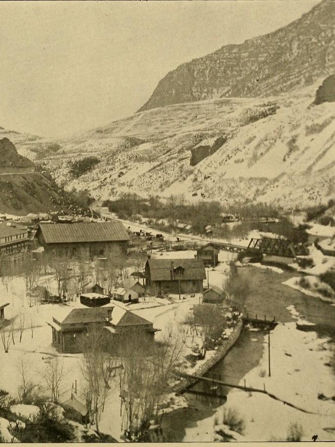 Old image of the Olmsted Campus at the mouth of the canyon in the winter