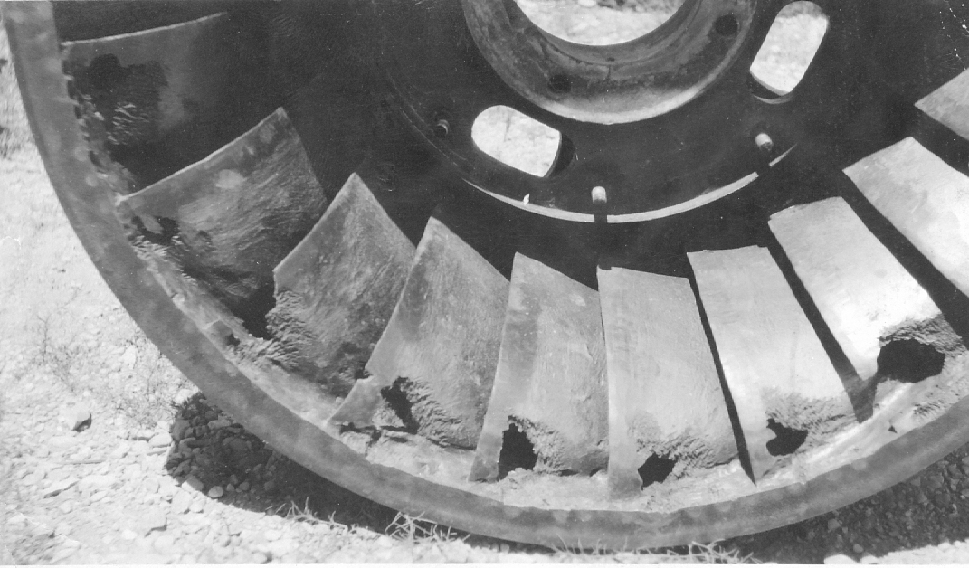 Black and white photo of old turbine