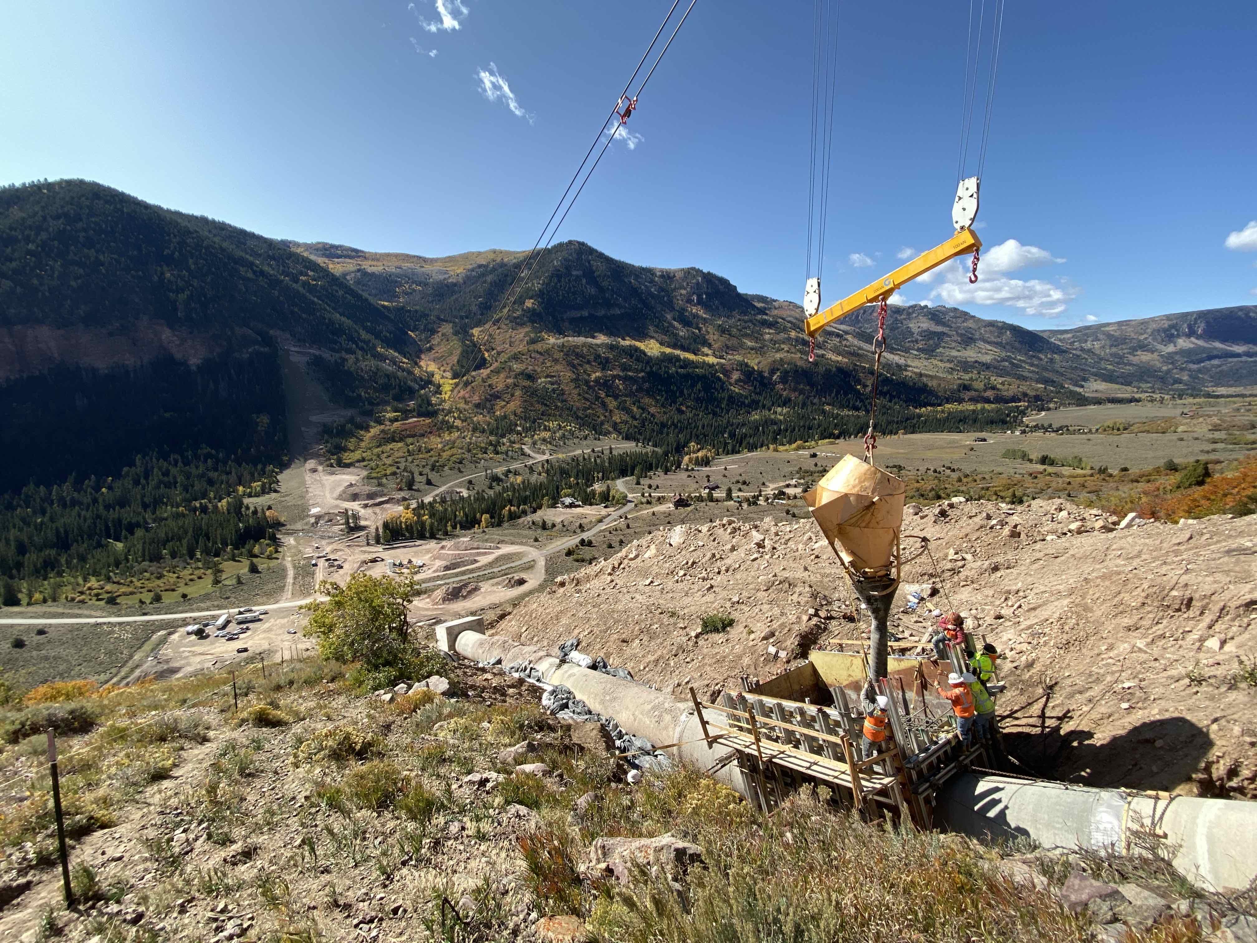 Overview of North Fork Siphon being laid