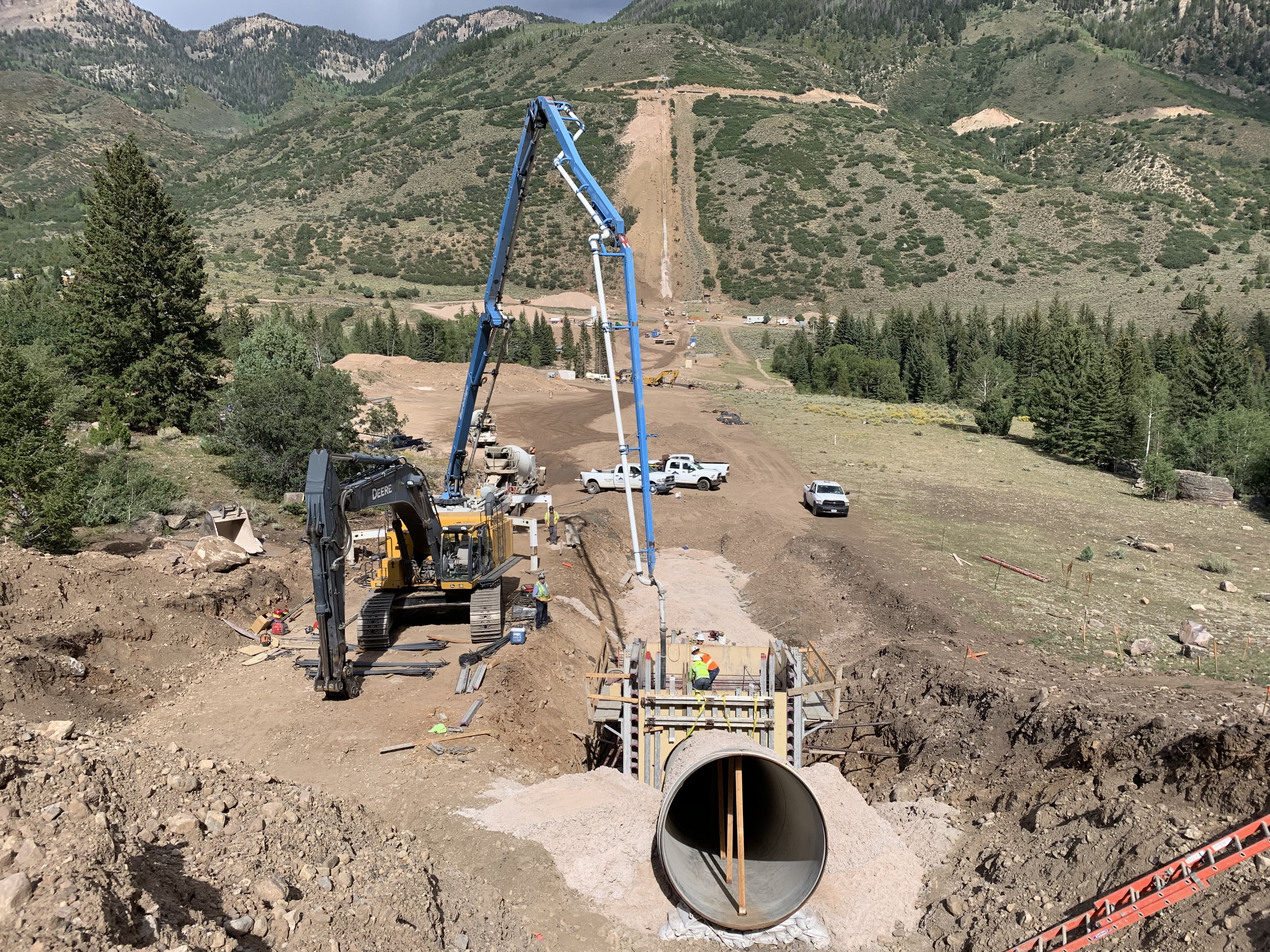 Partially buried piping at the North Fork Siphon